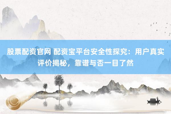 股票配資官網(wǎng) 配資寶平臺(tái)安全性探究：用戶真實(shí)評(píng)價(jià)揭秘，靠譜與否一目了然