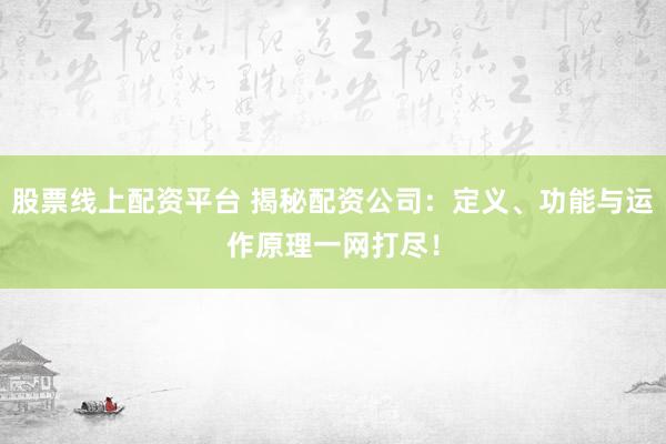 股票線上配資平臺(tái) 揭秘配資公司：定義、功能與運(yùn)作原理一網(wǎng)打盡！