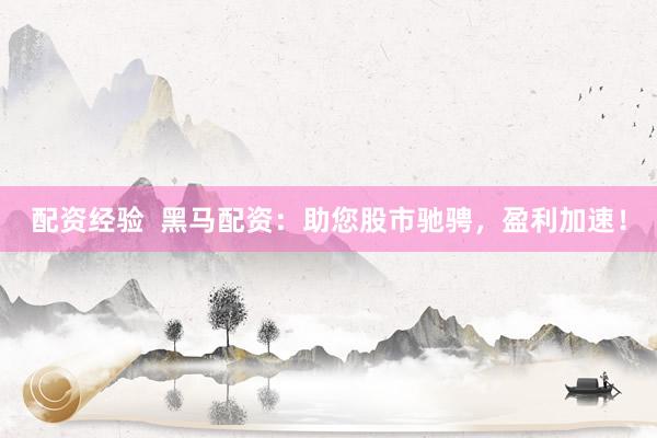 配資經(jīng)驗(yàn)  黑馬配資：助您股市馳騁，盈利加速！