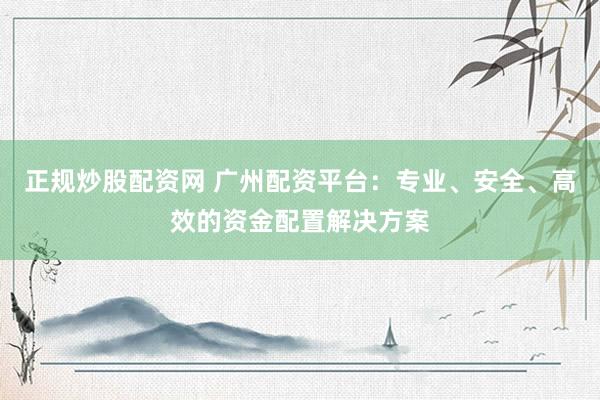 正規(guī)炒股配資網(wǎng) 廣州配資平臺：專業(yè)、安全、高效的資金配置解決方案