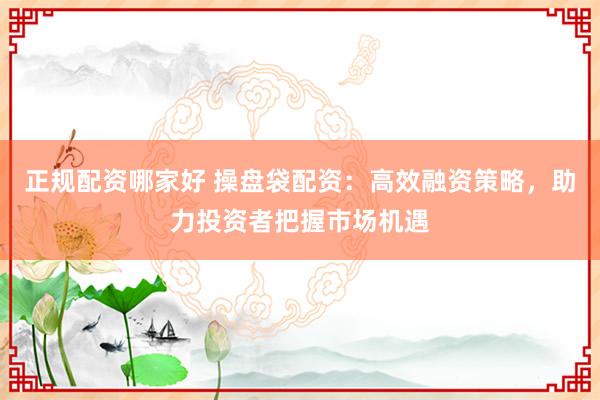 正規(guī)配資哪家好 操盤袋配資：高效融資策略，助力投資者把握市場機遇