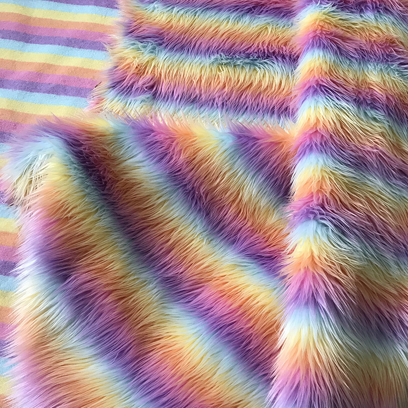 長(zhǎng)毛絨布料彩色漸變演出服裝手工diy面料拍照毛毛背景布裝飾墊布